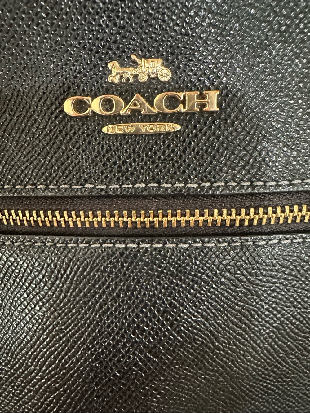 Coach Mini Rowan Black Leather Crossbody with Gold Hardware and Front Zip - Picture 4 of 5